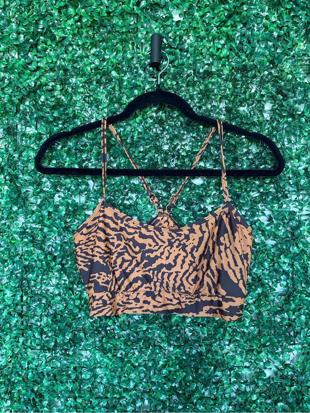 Montce Tiger Stripe Cropped Sports Tank in Tan and Black